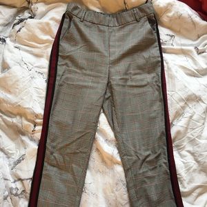 Zara Pants | Checked Trousers w Red Racing Stripe